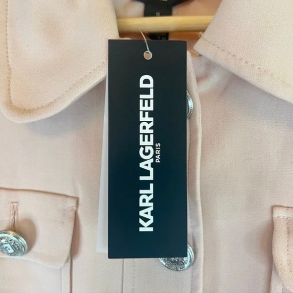 KARL LAGERFELD PARIS Pink Blazer with silver military style buttons - Picture 3 of 9